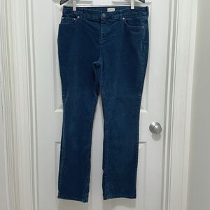 St. John's‎ Bay Corduroy Pants Dark Blue Teal Women's Size 14 Straight Leg